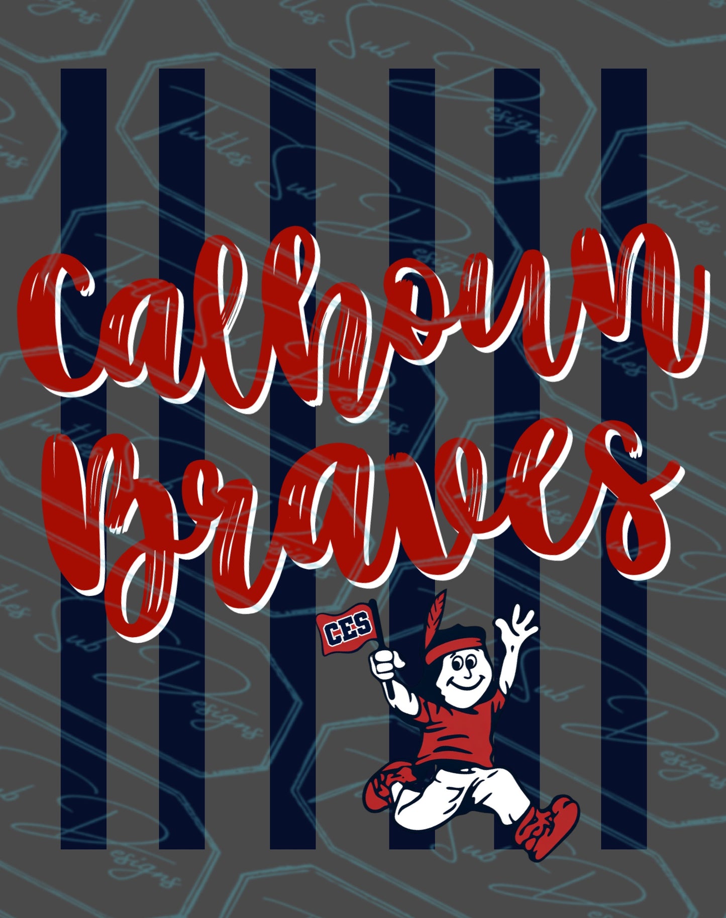 Calhoun Braves with Blue Vertical Lines